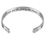Edelstahlarmband silber mit Gravur Freunde sind Familie..., offene Manschette, 2,5 mm