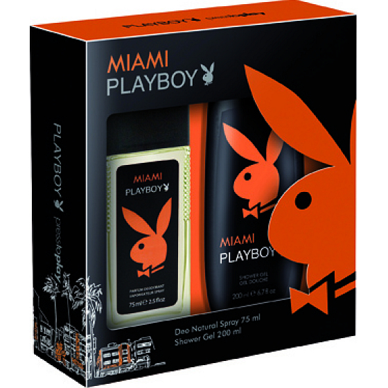 Playboy Miami parfümiertes Deodorantglas für Männer 75 ml + Duschgel 200 ml, Kosmetikset