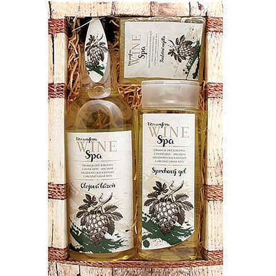 Bohemia Gifts Wine Spa Weinkosmetik Traubenöl und Rebenextrakt Duschgel 250 ml + Ölbad 500 ml + Toilettenseife 70 g, Kosmetikset