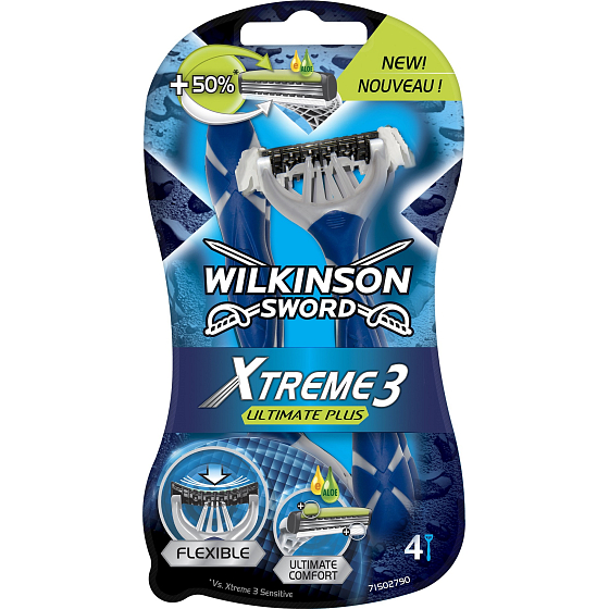 Wilkinson Schwert Xtreme 3 Ultimate Plus Rasierer für Männer 4 Stück