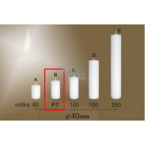 Lima Gastro glatte Kerze weiß Zylinder 40 x 70 mm 1 Stück