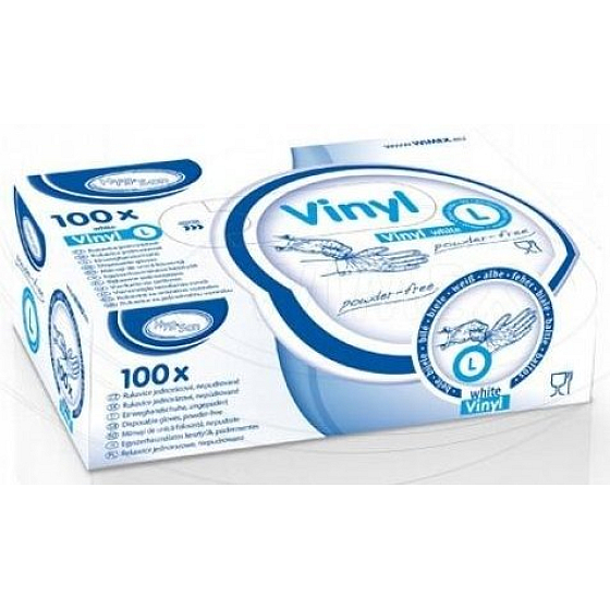 Wimex Hygienic Einweghandschuhe aus puderfreiem Vinyl, Größe L, Schachtel mit 100 Stück