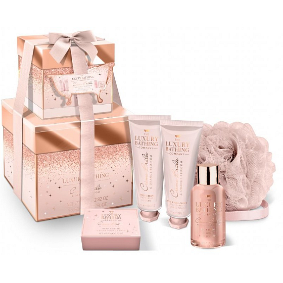 Grace Cole All Stacks Up Duschgel 50 ml + Körperlotion 50 ml + Hand- und Nagelcreme 50 ml + Badeperlen 80 g + Körperschwamm, Kosmetikset