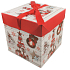 Faltschachtel mit Weihnachtsband mit Geschenken und Dekoration 10,5 x 10,5 x 10,5 cm