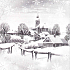 Nekupto Weihnachtsgeschenkkarten Schneelandschaft 6,5 x 6,5 cm 6 Stück