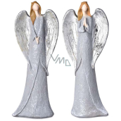 Engel in grauem Kleid mit silbernen Flügeln Polyresin 70 x 200 mm Artenmix