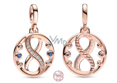 Charms Sterling Silber 925 Infinity Symbol Rose - Mini Medaillon, Anhänger Armband Symbol