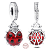 Charms Sterling Silber 925 Roter Marienkäfer, Tierarmband Anhänger