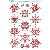 Bogen Weihnachtsaufkleber, Fensterfolie ohne Kleber Sterne rot mit Glitzer 35 x 25 cm