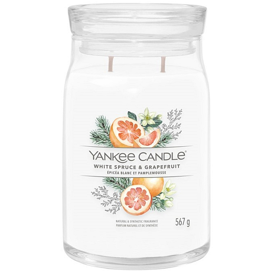 Yankee Candle White Spruce & Grapefruit - Weiße Fichte & Grapefruit Duftkerze Signature großes Glas 2 Dochte 567 g