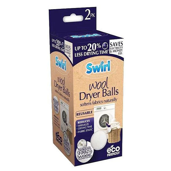 Swirl Wool Balls ökologische Trocknerbälle aus 100% Wolle 2 Stück