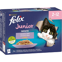 Felix Fantastic Junior kapsičky pro kočky výběr v želé, 12× 85 g