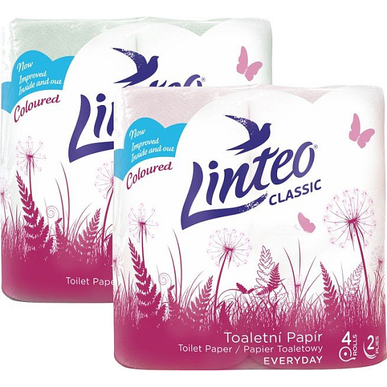 Linteo Classic Toilettenpapier pink 2-lagig, 150 Stück, 15 m, 4 Stück