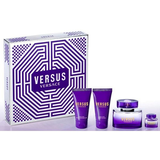 Versace Versus EdT 50 ml Eau de Toilette + 3,5 ml Eau de Toilette + Duschgel 50 ml + Körperlotion 50 ml, Geschenkset