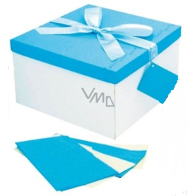 Anděl Faltbare Geschenkbox mit ganzjährig weißblauem Band 22 x 22 x 13 cm