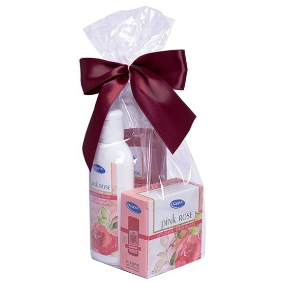 Kappus Rose Duschgel 250 ml + Körperlotion 200 ml + feste Seife 125 g, Kosmetikset