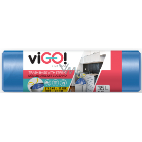 viGO! Müllsäcke einziehbar blau, 12 µ, 35 Liter 50 x 60 cm 15 Stück