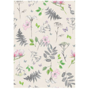 Ditipo Geschenkpapier 70 x 200 cm Hellgrün, Farne und Blumen