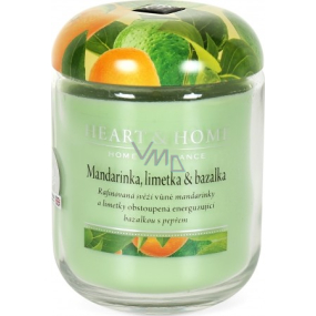 Heart & Home Mandarine, Limette und Basilikum Große Kerze mit Sojaduft brennt bis zu 70 Stunden 310 g