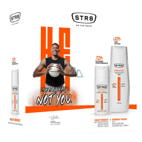 Str8 Energy Rush Antitranspirant Deodorant Spray für Männer 150 ml + Duschgel 400 ml, Kosmetikset