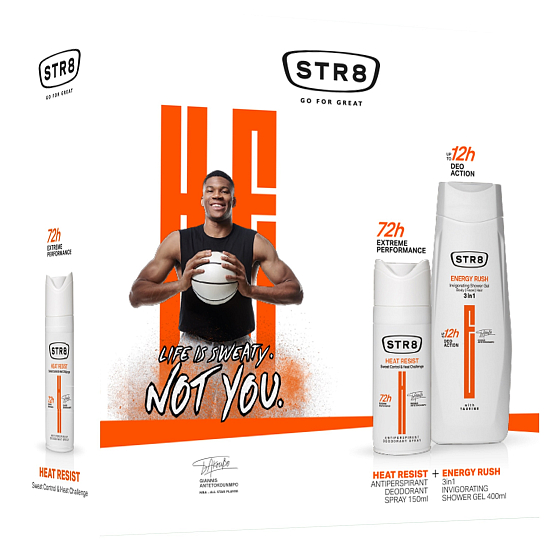 Str8 Energy Rush Antitranspirant Deodorant Spray für Männer 150 ml + Duschgel 400 ml, Kosmetikset