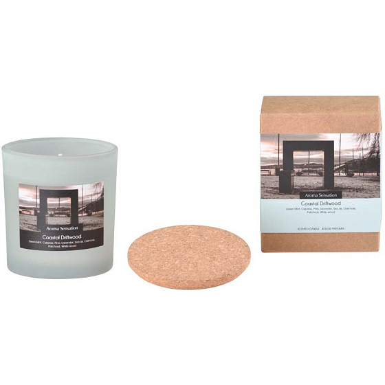 Aroma Aroma Sensation Coastal Driftwood Duftkerze in Glas mit Korkdeckel 7,5 x 8,5 cm 340 g