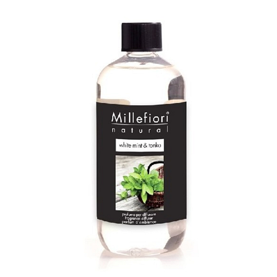 Millefiori Milano Natural White Mint & Tonka - Weiße Minze und Tonkabohnen Diffusor-Nachfüllung für Weihrauchstiele 250 ml