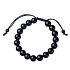 Obsidian Fitness, Abnehmarmband Naturstein, handgestrickt, größenverstellbar, Kugel 10 mm, Rettungsstein