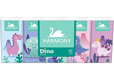 Harmony Dino 3-lagige Taschentücher für Kinder, 10× 10 Stück