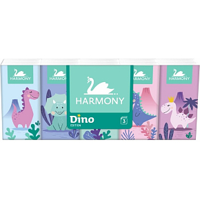 Harmony Dino 3-lagige Taschentücher für Kinder, 10× 10 Stück