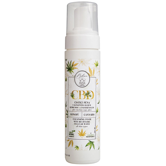 Bohemia Gifts CBD-Reinigungsschaum mit Hanföl, Kurkuma und Panthenol für alle Hauttypen 200 ml
