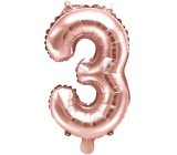 Ditipo Aufblasbarer Folienballon Nummer 3 rosa gold 35 cm 1 Stück