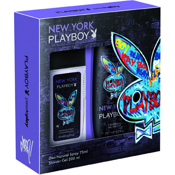 Playboy New York parfümiertes Deodorantglas für Männer 75 ml + Duschgel 200 ml, Kosmetikset