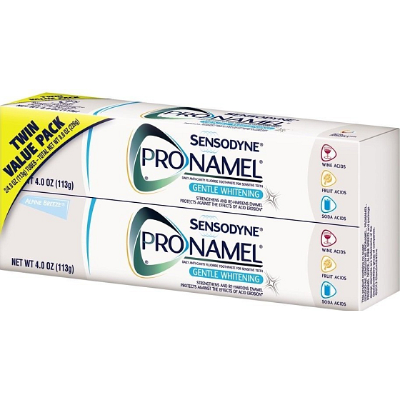 Sensodyne Pronamel Whitening Zahnpasta mit sanftem Bleaching-Effekt 2 x 75 ml, Duopack