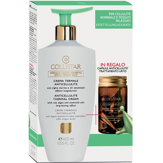 Collistar Anticellulite Thermal Cream 400 ml Cellulite + Anticellulite 7 x 4 ml Kapseln reinen Wirkstoffs gegen Cellulite, Kosmetikset