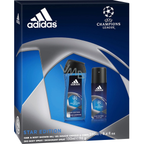 Adidas Champions League Star Edition Deospray 150 ml + Duschgel 250 ml, für Herren Kosmetikset