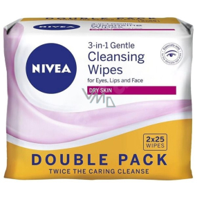 Nivea 3in1 Beruhigende, sanfte Reinigungstücher Duo für trockene und empfindliche Haut 2 x 25 Stück