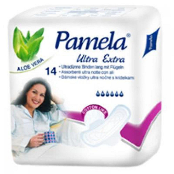Pamela Ultra Extra Cotton Like Damenbinden mit Flügeln 14 Stück