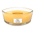 WoodWick Seaside Mimosa - Duftkerze Mimosa am Meer mit breitem Holzdocht und Deckel Glasboot 453 g