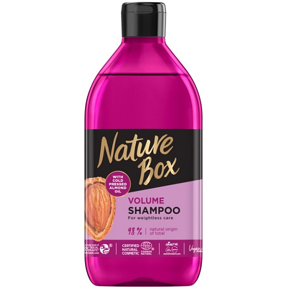 Nature Box Mandel Volumen Shampoo für Haare mit 100% kaltgepresstem Mandelöl, geeignet für Veganer 385 ml