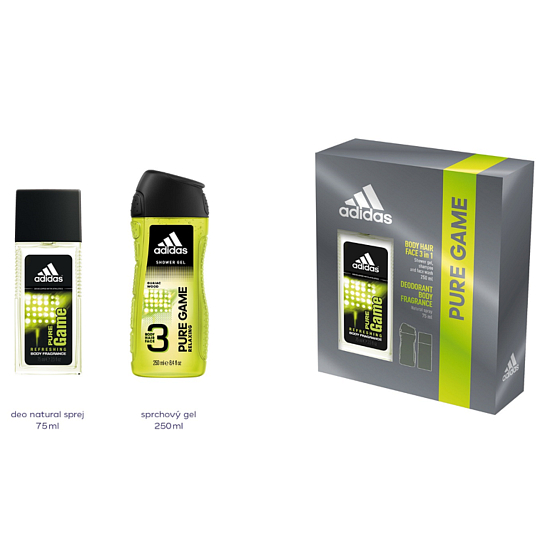 Adidas Pure Game parfümiertes Deodorantglas für Männer 75 ml + Duschgel 250 ml, Kosmetikset