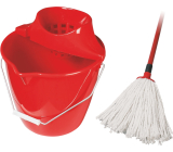 Spokar Mop Set, Baumwollmop inklusive Eimer und Wringer, rot
