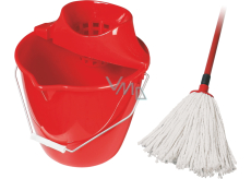 Spokar Mop Set, Baumwollmopp inklusive Eimer und Auswringer, rot