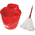 Spokar Mop Set, Baumwollmopp einschließlich Eimer und Wringer, rot