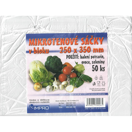 Impro Microtene Beutel im Block 250 x 350 x 0,010 mm 50 Stck
