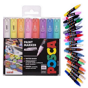 Posca Universal-Satz von Acrylmarkern 0,7 - 1 mm Pastellfarben 8 Stück PC-1M