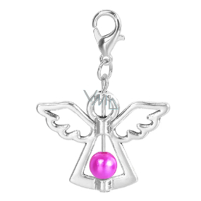 Schutzengel-Anhänger mit dunkelrosa Saatperle 29 x 37 mm 1 Stück Schutzengel-Anhänger mit dunkelrosa Saatperle 29 x 37 mm 1 Stück