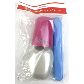 Plastic Nova Toiletry Bag Set - Reise-Toiletten-Set Rosa, Becher, Zahnbürste und Seifenkoffer 3 Stück Plastic Nova Toiletry Bag Set - Reise-Toiletten-Set Rosa, Becher, Zahnbürste und Seifenkoffer 3 Stück