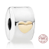 Charm Sterlingsilber 925 Herz vergoldet, Stopper, Clip-Perle für Armband Liebe