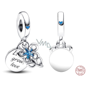 Sterling Silber 925 Blühende Blume 2in1, Anhänger für Armband Familie